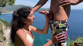 hey skinny brunette, flash that pussy and handjob my huge cock outdoors till i cum