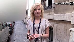 blonde vicky toys her pussy in steamy casting debut