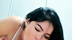 My half-sis gave me a sneaky deepthroat blowjob with surprise facial cum