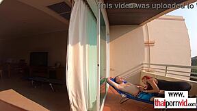 Petite Thai Teen Nympho Rides Big White Cock Outdoor Amateur Blowjob