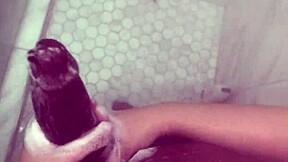 stepbrother convinces step-sisters for first anal shower try as huge dick worries them