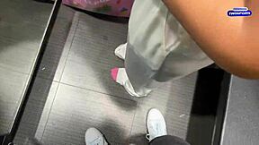 Risky PUBLIC FACEFUCK in changing room LEAVES 24yo beauty eye-rolling from oral creampie!