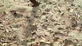 Risky beach blowjob ends with my hot load splashing her pretty face!