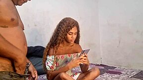 A horny latina teen slut takes thick cock anally and moans loud.