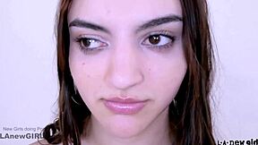 Stunning brunette teased into hardcore sofa fuck during her modeling interview