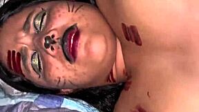 Fiesta de Halloween turns into hot room fuck for tight virgin-like girl