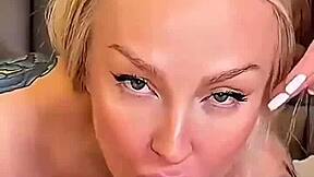 Hey busty blonde milf and brunette teen compete in sloppy POV deepthroat blowjob game!