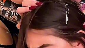 Hey busty blonde milf and brunette teen compete in sloppy POV deepthroat blowjob game!