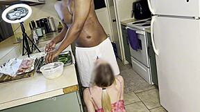 jalapeno bends over kitchen counter for rough big black cock pounding