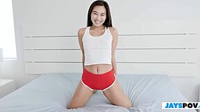 kimmy kimm tiny asian takes big cock poundin pov sloppy deepthroat 😩🍆💦