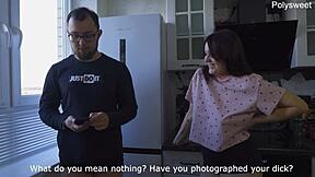 curvy russian student mistress dominates neighbor with strapon on desk till he cums