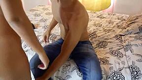 hijastra gets so horny playing with her perverted padrastro she ends up riding his huge cock wildly