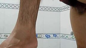 teen bathes solo showing off her wet nude body in steamy closeup