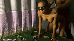 angry skinny ebony stepsis begs for dick on bed before sleep curvy small waist