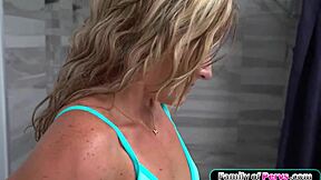 stepmom catches stepson eyefucking her wet shaved pussy