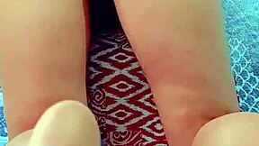 Horny Brunette Teen Fills Ass with Oiled Coconut Massage