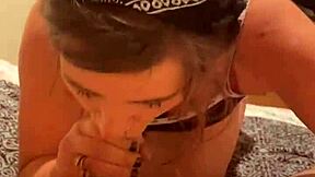 REAL HOOKER deepthroats balls then swallows all customer cum