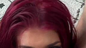 twerks while rimming leads to petite redhead's deepthroat blowjob pov facial cumshot