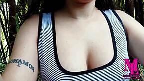 Wanna see this sexy 18yo latina finger her huge tits to a massive outdoor squirt?