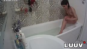 Luuv Elika's smooth legs shaved bare in bathroom for voyeur reality show!