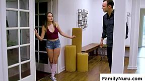 stepdaughter, massage this big cock with your naughty hands first