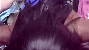 ebony petite sucks boss small cock on knees then doggystyle fucked 😈 homemade interracial!