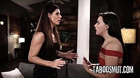 stepmom joins stepdaughter and stepson for wild threesome lickfest