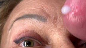 mature milf took huge facecum load right on her eye