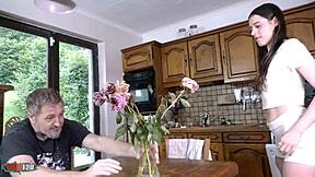 hot latina briseida myers bent over kitchen desk for rough anal pounding and deepthroat