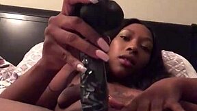 Aries grabs her bbc dildo to squirt on her creamy wet pussy outdoors