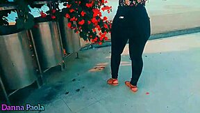 Horny milf takes cash for public creampie cowgirl outdoor street fuck