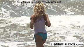 Dahlia Sky fingers shaved pussy in solo masturbation compilation