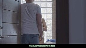 stepbro spies stepsis naked in bathroom then dogs her pussy