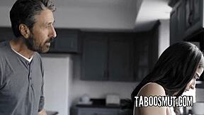 Bratty Teen Gets Spanked Hard Before Stepdad Pounds Her Tight Holes