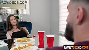 Horny Stepsister Fucks Stepbrother Behind Stepdad