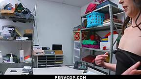 pervy loss prevention officer punishes cute shoplifter babe hard in garage