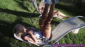 i tasted her sweet pussy fingering hot blonde teen outdoors yum