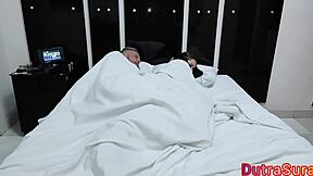 i had bad dreams so i slip into stepdad's bed in panties he fucks my tight teen ass pussy creampie