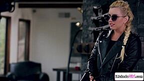 blonde cop joins horny lesbian couple for wild threesome face sitting and pussy licking orgy!