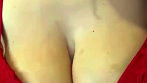 my friend's hot milf mom in red bra flashes big natural tits nipples outdoors