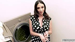 stepmom ariella ferrera calms down with stepson's cock in her mature pussy during laundry