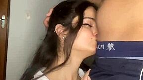 debora mendes deepthroats wellington ribeiro's big cock rides hard then finishes doggystyle in lingerie pt 1