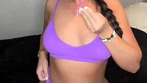 horny british gf masturbates with dildo on webcam slutty solo experience