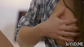 teenie slurps cock sloppy deep in amateur blowbang