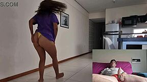 hot latina with tattoos and sexy belly rubs tinder guy's cock before homemade pounding