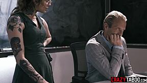 kinky tattooed teen vanessa vega gets deepthroated rough by teacher