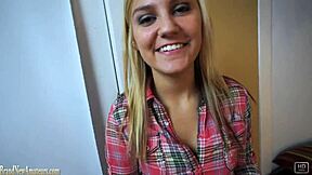 bailey strips shaves pussy toys during amateur casting