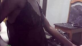 redhead black slut in dress slurps tiny boss cock at hostel