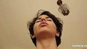 petite girl rides huge cock in super passionate homemade cowgirl fucking