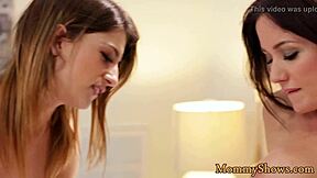 busty glam teen 18+ tongue teases classy stepmommy's big tits in full lesbian movie